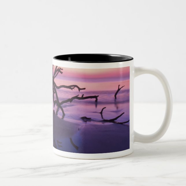 GA Jekyll Island, Tree graveyard on  beach at Two-Tone Coffee Mug (Right)