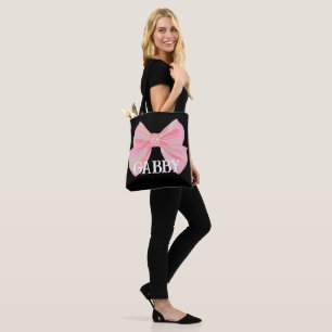 Gabby Name Reveal Meaning Minimal Modern Bow Girl Tote Bag