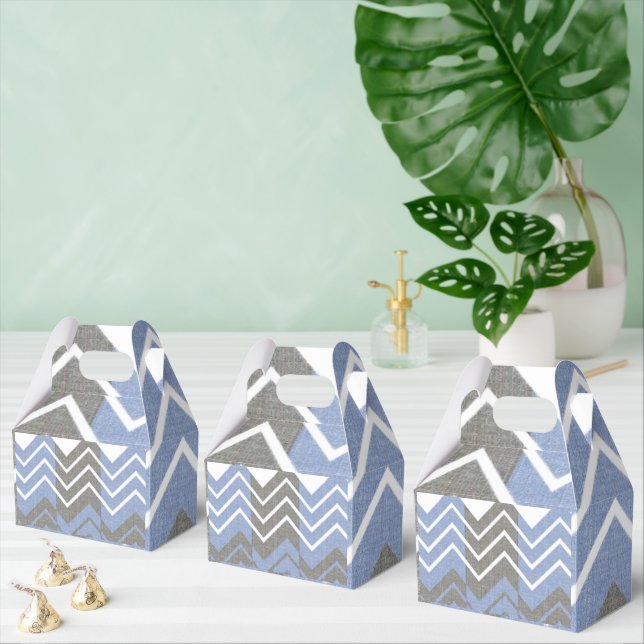 Gable Favour Box Brown Blue and White (Multiple)