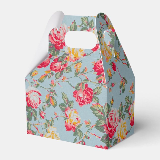 Gabled Vintage Floral Party Favour Gift Box (Front Side)
