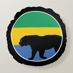 Gabon Black Leopard Gabonese National Animal Flag Round Cushion