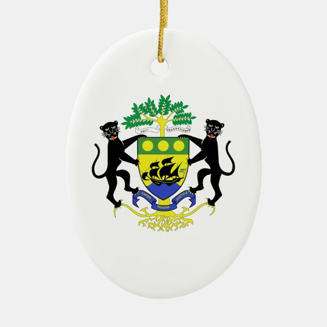 Gabon Coat of Arms Ceramic Tree Decoration (Front)