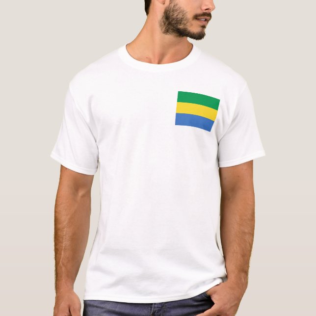 Gabon Flag and Map T-Shirt (Front)