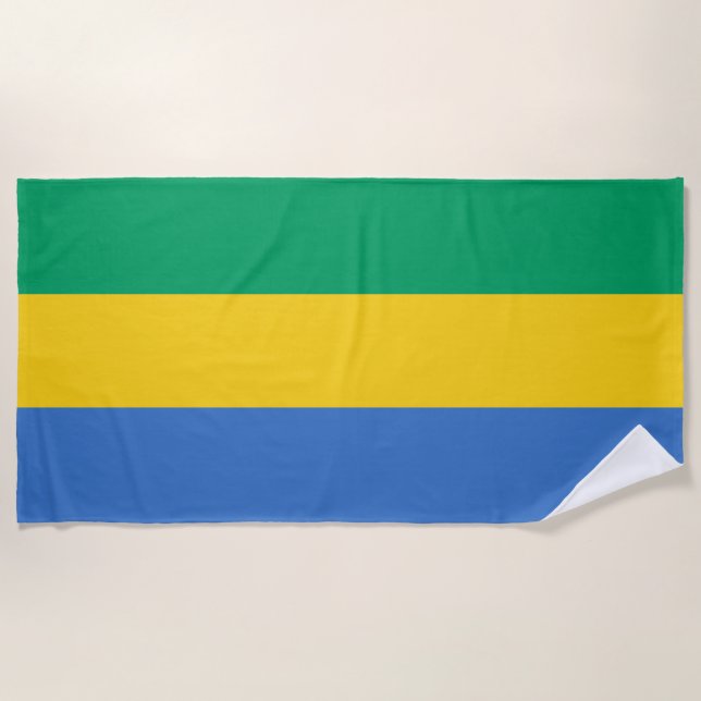 Gabon Flag Beach Towel (Front)