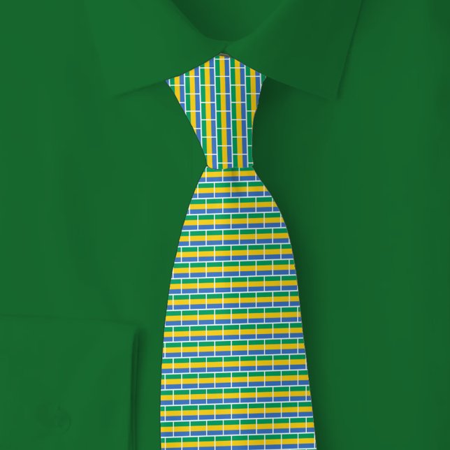 Gabon Flag Brick Pattern Tie (Creator Uploaded)
