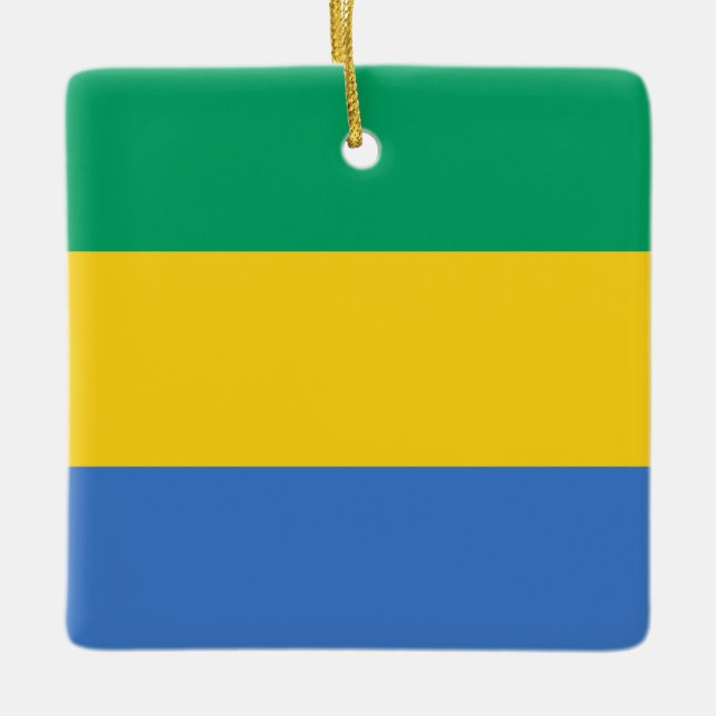 Gabon Flag  Ceramic Ornament (Front)