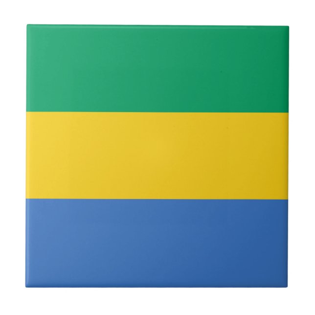 Gabon Flag Ceramic Tile (Front)