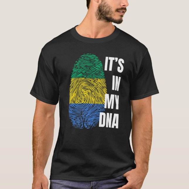 Gabon Flag Dna Fingerprint Black History Month  1 T-Shirt (Front)