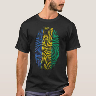 Gabon Flag Dna Fingerprint Men Women Kids T-Shirt