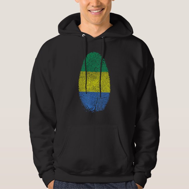 Gabon Flag Fingerprint It Is In My Dna For Gabones Hoodie (Front)