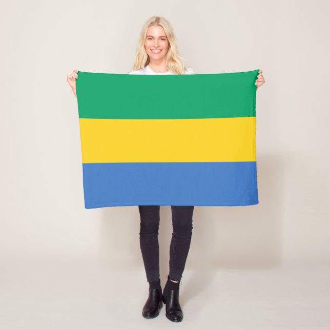 Gabon Flag Fleece Blanket (In Situ)