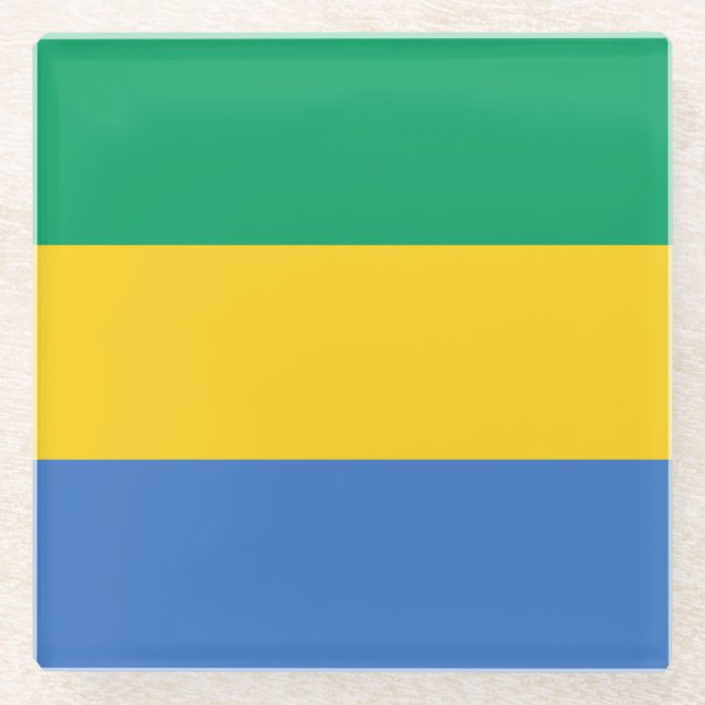 Gabon Flag Glass Coaster (Front)