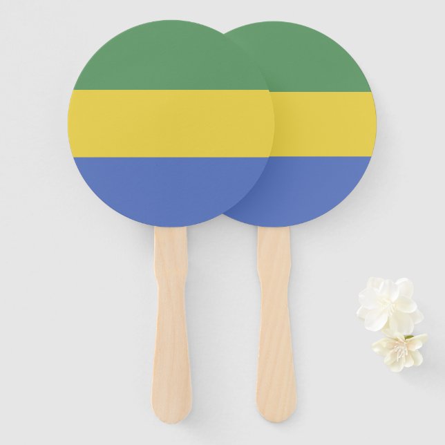 Gabon flag hand fan (Front and Back)