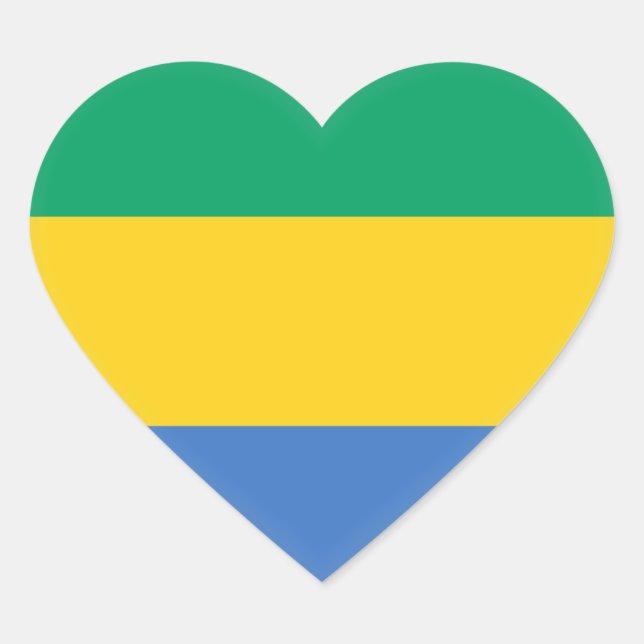 Gabon Flag Heart Sticker (Front)
