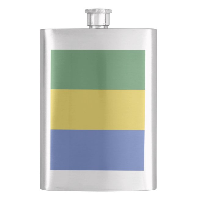 Gabon flag hip flask (Front)