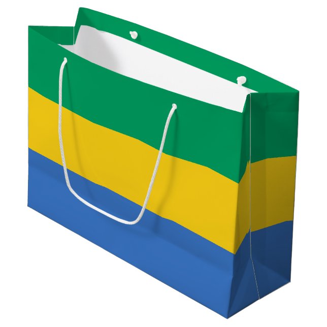 Gabon Flag Large Gift Bag (Front Angled)
