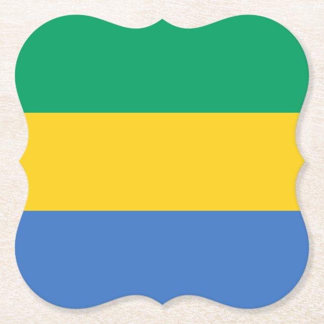 Gabon Flag Paper Coaster (Front)