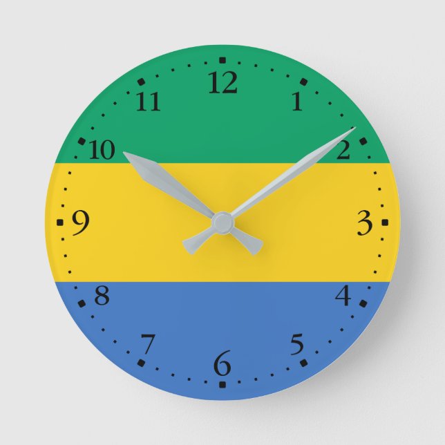 Gabon Flag Round Clock (Front)