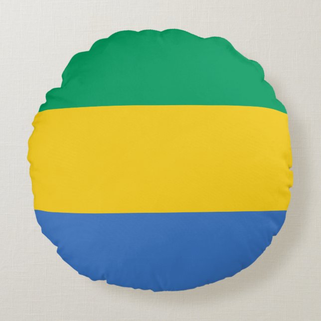 Gabon Flag Round Cushion (Front)