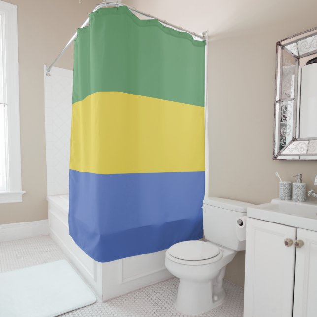 Gabon flag shower curtain (In Situ)