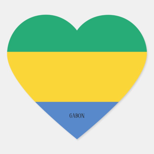 Gabon Flag Splendid Patriotic Heart Sticker (Front)