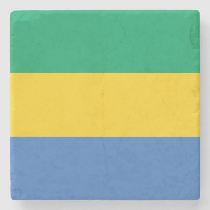 Gabon Flag Stone Coaster