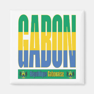 Gabon Flag Text Design Magnet