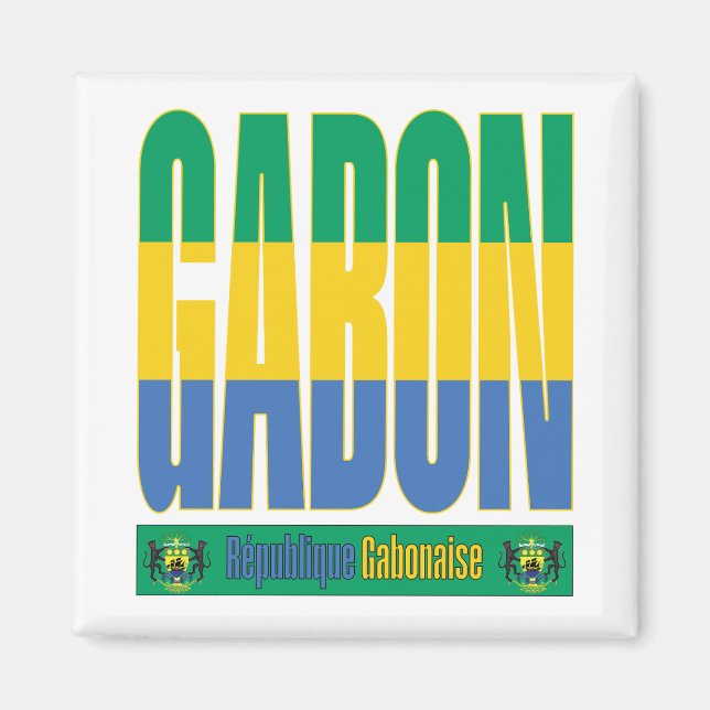 Gabon Flag Text Design Magnet (Front)