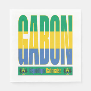 Gabon Flag Text Design Napkin