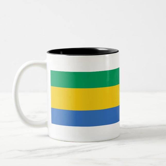 Gabon Flag Two-Tone Coffee Mug (Left)