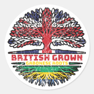 Gabon Gabonese British UK Tree Roots Flag Classic Round Sticker