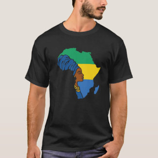 Gabon Gabonese Flag Africa Map Ethnic Heritage Bla T-Shirt