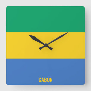 Gabon National Flag Patriotic Square Wall Clock