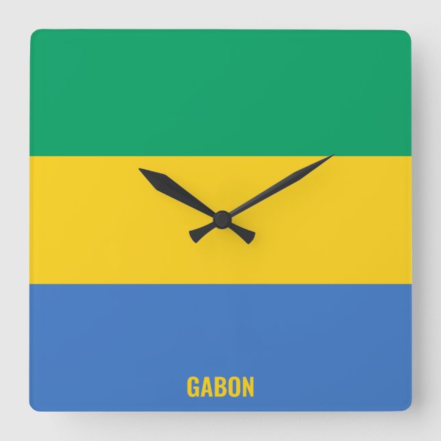 Gabon National Flag Patriotic Square Wall Clock (Front)