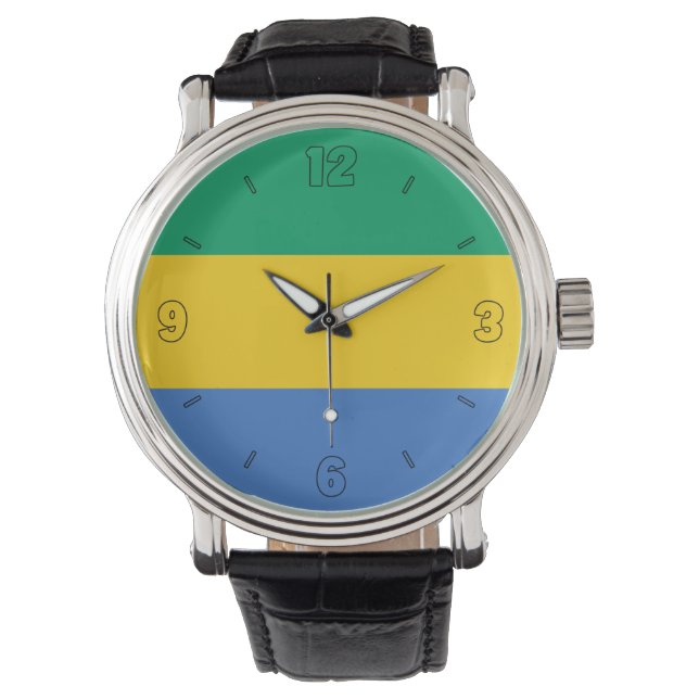 Gabon National Flag Patriotic Watch (Front)