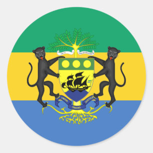 Gabonese Flag & Coat of Arms, Flag of Gabon Classic Round Sticker