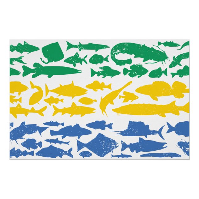 Gabonese Flag Made of Fish – Fishing Design Poster (Front)