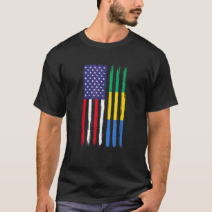 Gabonese Roots Half American Flag Patriotic Gabone T-Shirt