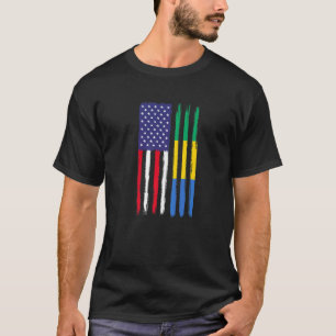 Gabonese Roots Half American Flag Patriotic Gabone T-Shirt