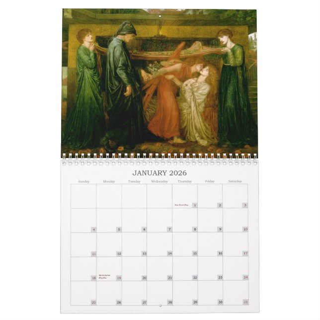 Gabriel Dante Rossetti Wall Calendar (Jan 2026)