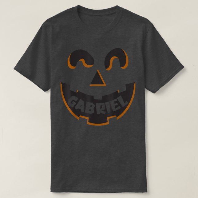 Gabriel Jack O Lantern Pumpkin Kids Custom Hallowe T-Shirt (Design Front)