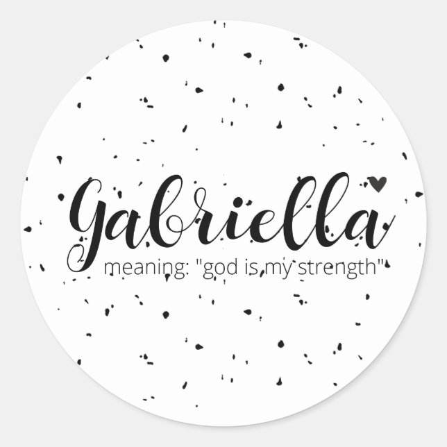 GABRIELLA Name Meaning Minimal Modern Black Girls Classic Round Sticker (Front)