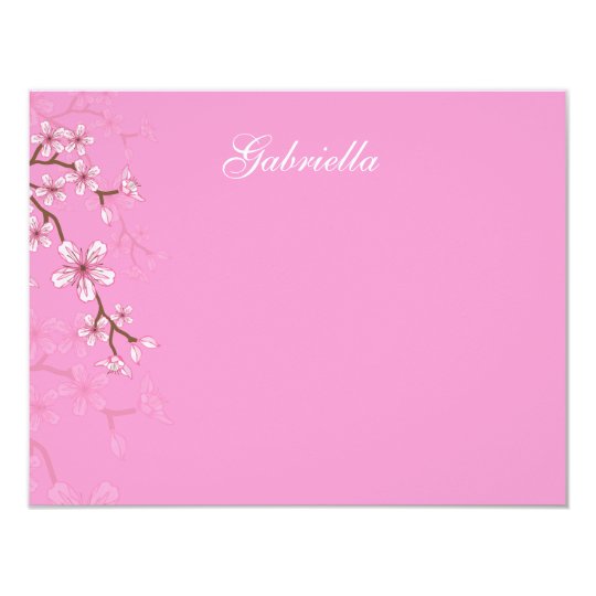 Gabriella Pink Blossoms Bat Mitzvah Thank You Card