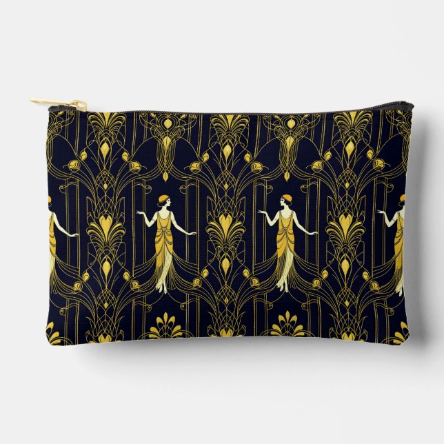Gabsy gold and black decorative pattern accessory pouch (Front)