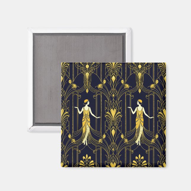 Gabsy gold and black decorative pattern magnet (Front/Back)