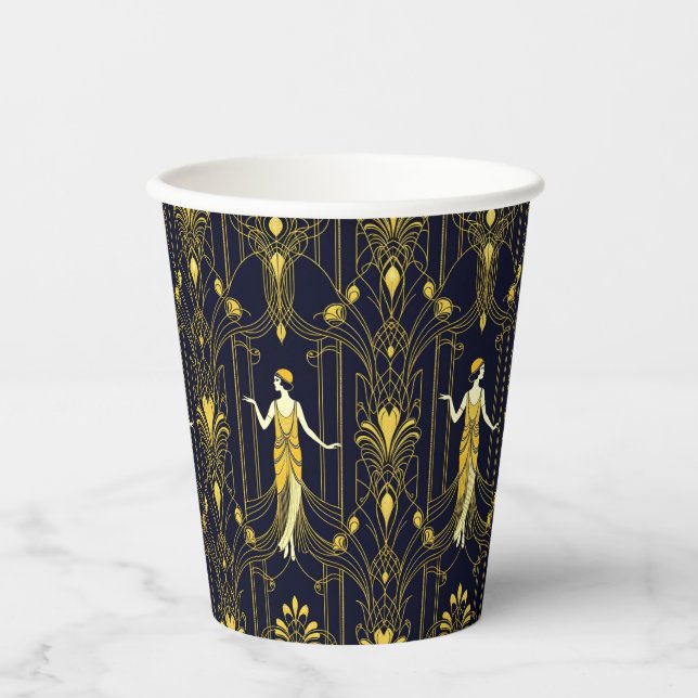 Gabsy gold and black decorative pattern paper cups (Front)