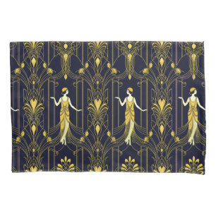 Gabsy gold and black decorative pattern pillowcase