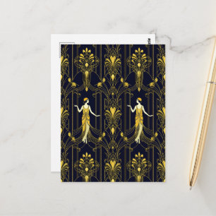 Gabsy gold and black decorative pattern postcard