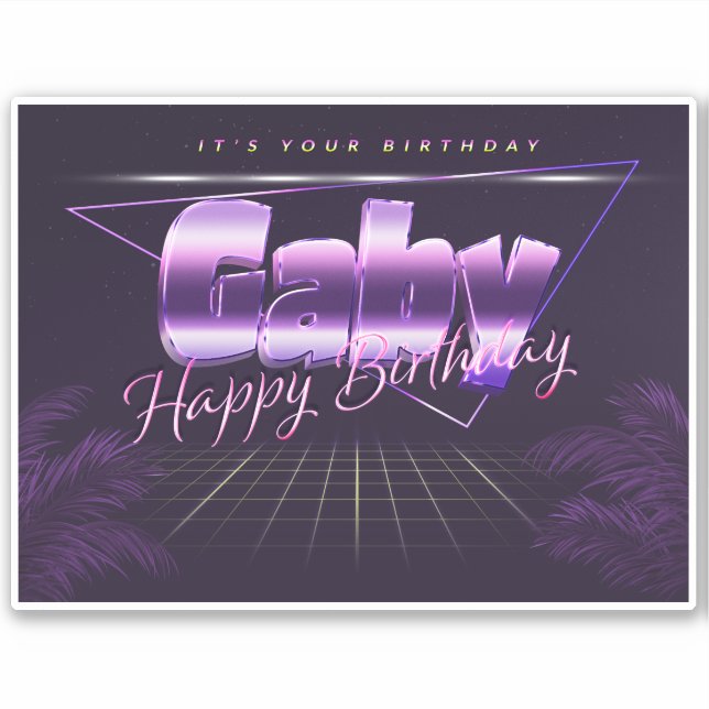 Gaby Name First name lila retro Sticker Birthday (Front)