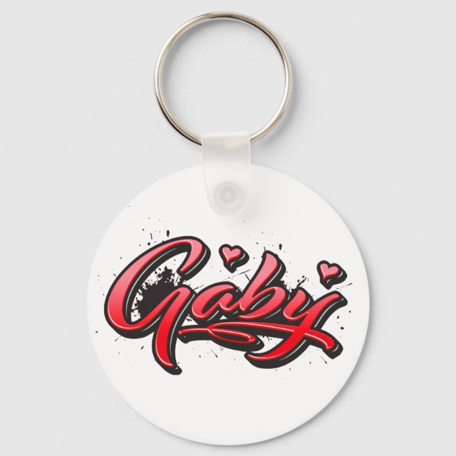 Gaby red Heart Graffiti Schlüsselanhänger Key Ring (Front)